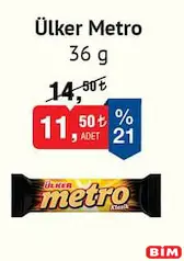 ÜLKER METRO ÇİKOLATA 36 G fiyat ve kampanya bilgisi